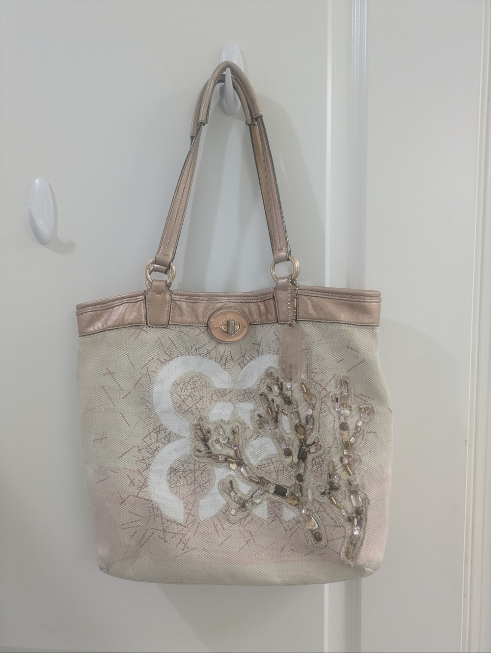 Coach Audrey Jeweled Coral Reef Tote 17031